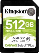 Фото Карта памяти Kingston Canvas Select Plus SDXC UHS-I Class 3 C10 512GB, SDS2/512GB