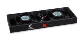 Вентиляторный модуль Cabeus SH-05F 2 вент. цвет чёрный, TRAY-FAN2-BK