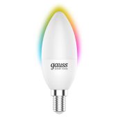 Фото Умная лампа Gauss IoT Smart Home E14, 470лм, свет - RGB, свеча, 1190112