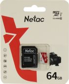 Карта памяти Netac P500 ECO microSDHC UHS-I Class 1 C10 64GB, NT02P500ECO-064G-R
