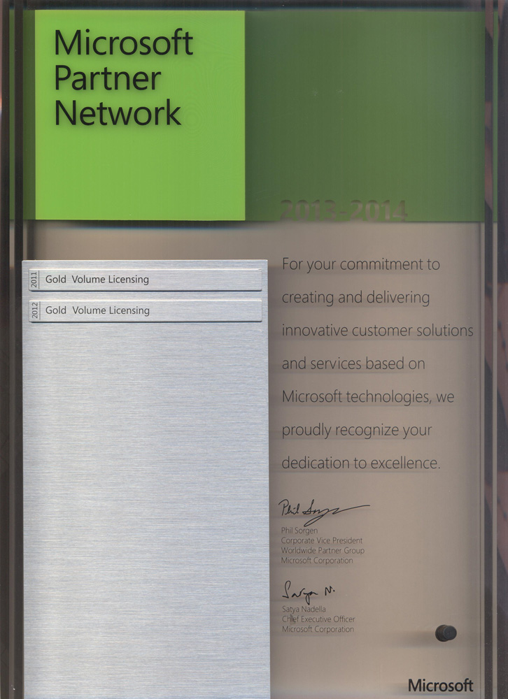 Microsoft Network Partner - Gold Volume Licensing