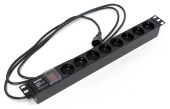Блок розеток Hyperline SHE19, 1U, SHE19-8SH-S-2.5IEC