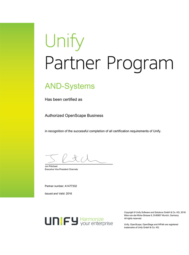 Unify Authorized OpenScape Business