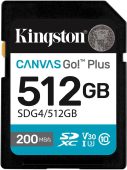 Карта памяти Kingston Canvas Go! Plus SDXC UHS-I Class 3 C10 512GB, SDG4/512GB
