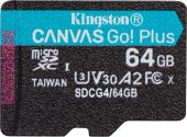 Карта памяти Kingston Canvas Go! Plus microSDXC C10 64GB, SDCG4/64GBSP