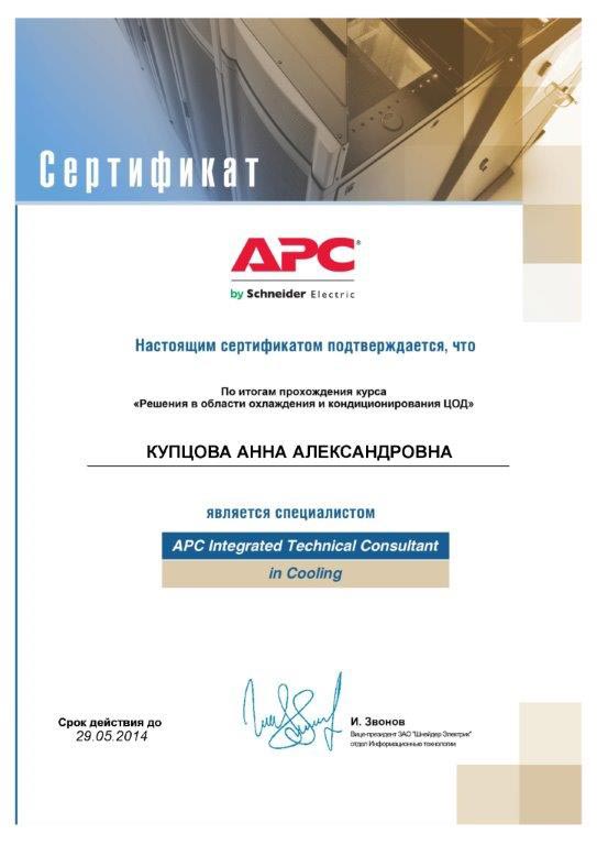 Мамсик (Купцова) А. А. - APC Integrated Technical Consultant in Cooling