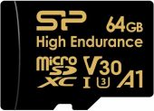Карта памяти SILICON POWER High Endurance microSDXC UHS-I Class 3 C10 64GB, SP064GBSTXDV3V1HSP