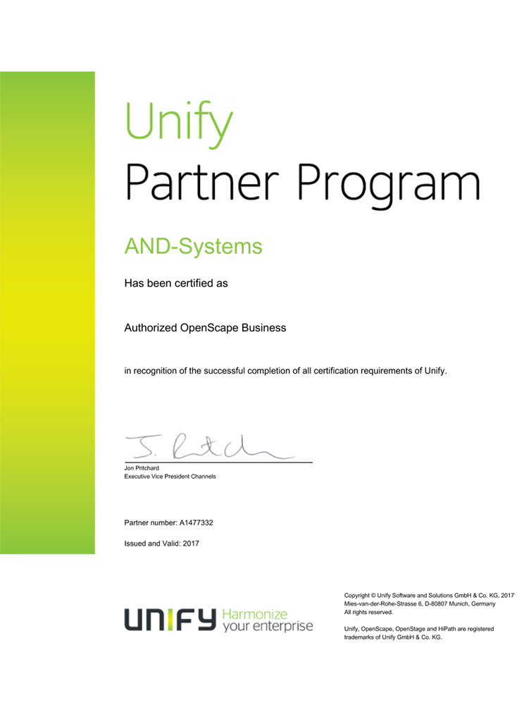 Unify Authorized OpenScape Business