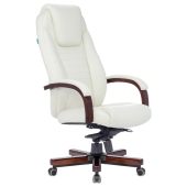 Кресло для руководителей БЮРОКРАТ T-9923WALNUT Белый, кожа, T-9923WALNUT/IVORY