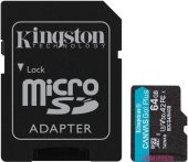 Карта памяти Kingston Canvas Go! Plus microSDXC UHS-I Class 3 C10 64GB, SDCG4/64GB