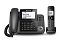 Фото-1 Телефон Panasonic KX‑TGF320RU с автоответчиком: проводная трубка на базе и отдельная радиотрубка на зарядной подставке, общий вид; тёмно‑серый корпус, крупный экран и цифровая клавиатура на базе, витой шнур проводной трубки; на белом фоне — важно показать состав комплекта (база + проводная трубка + радиотрубка) для выбора модели.