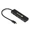 Фото-1 USB-хаб ExeGate DUB-2C2P5G, вид под углом: на боковой панели два порта USB-A и два порта USB-C, кабель с разъёмом USB-C, чёрный