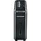 Фото-1 Уничтожитель бумаги Fellowes 125Ci, вид спереди: чёрный корпус с серебристыми боковыми панелями, сверху окно подачи с прозрачным защитным экраном и световая шкала индикатора, ручка-углубление на фасаде.