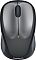 Фото-1 Беспроводная мышь Logitech M235, серый верх и тёмные боковины, вид сверху; показаны две кнопки, тёмное колесо прокрутки и зелёный индикатор под центральным швом, корпус симметричной формы; изображение на белом фоне для страницы товара и обзора верхней панели.