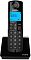 Фото-1 Радиотелефон DECT Alcatel S230, вид спереди: чёрная трубка на базе, синий подсвеченный экран, клавиатура с русской маркировкой; на белом фоне; важно для оценки внешнего вида и читаемости клавиш.