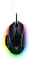Фото-1 Проводная мышь Razer Basilisk V3, вид сверху; чёрный корпус с зелёной подсветкой колеса, двумя кнопками за колесом и кабелем в тканевой оплётке; изображение на тёмном фоне с цветной подсветкой, важно для страницы как показывает основной дизайн и верхние органы управления.